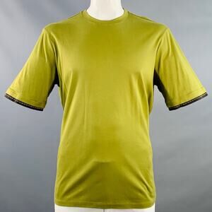 HERMES Size XXL Green Moss Contrast Trim Cotton Crew Neck T-shirt